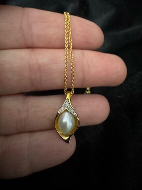 Fashion Jewelry Gold Pearl Drop Pendant Necklace